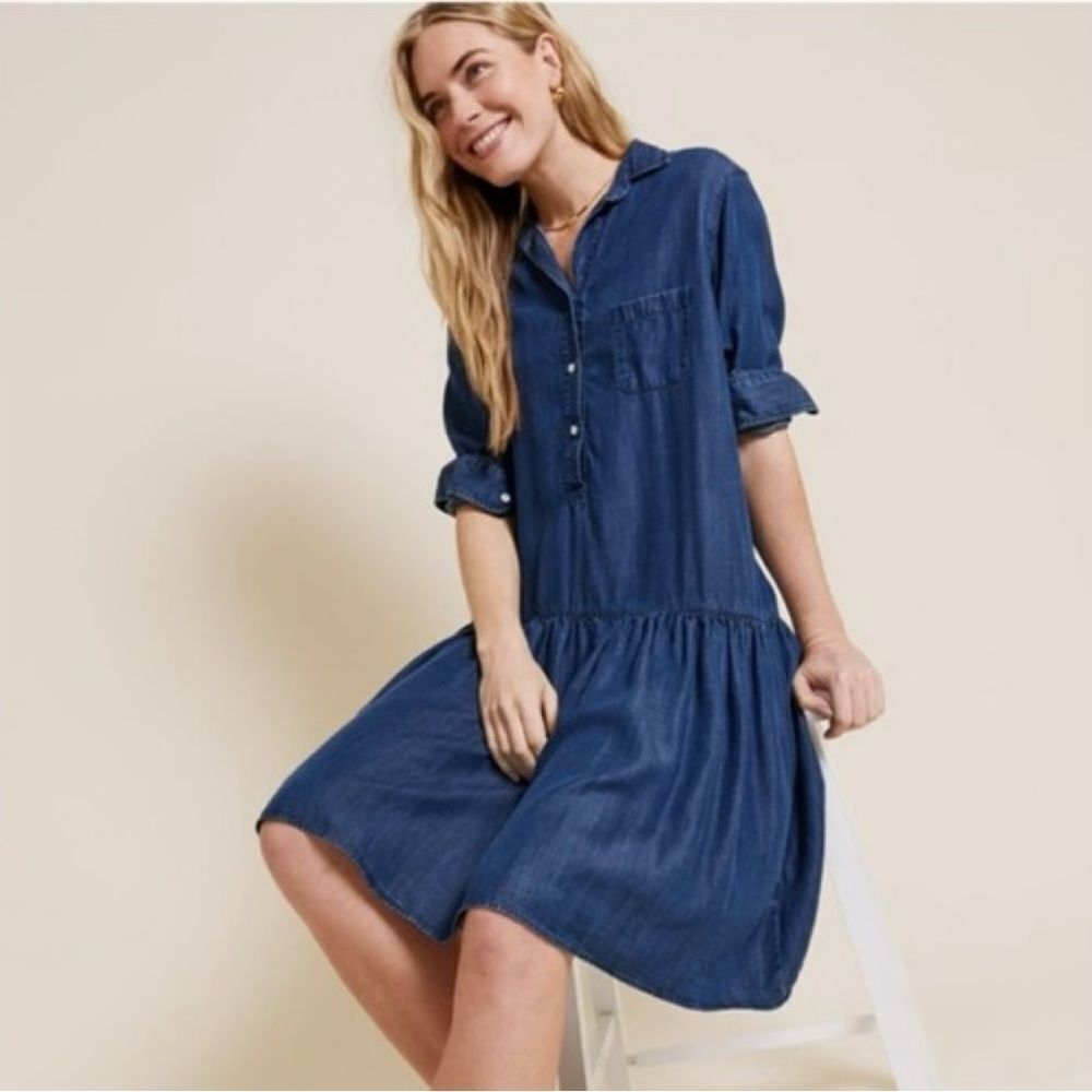 Grayson The Changemaker Shirt Dress Chambray Lyocell in Liquid Denim Size 3/M
